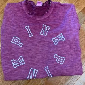 PINK distressed long sleeve shirt
